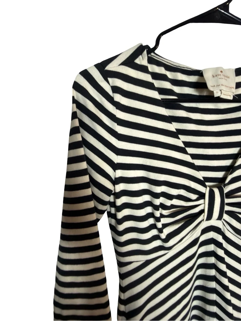 Kate Spade New York Black & Cream Striped Fit & Flare Dress Size Small